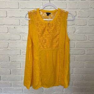 Torrid Size 2 Sunshine Yellow Lace Flowy‎ Tank Top Women's Size 2X